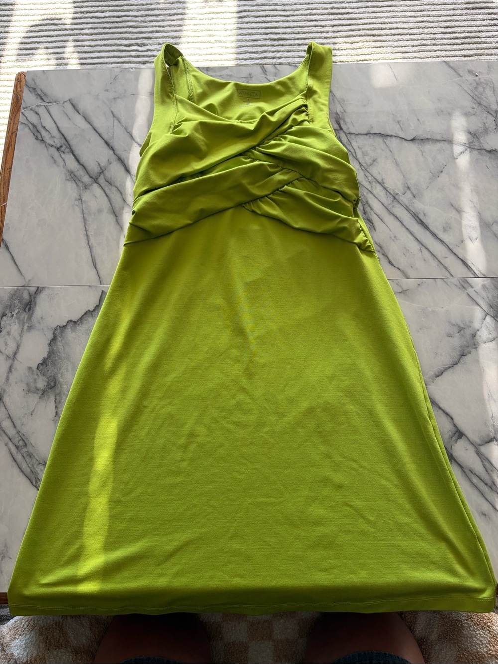 Athleta Lime Green Sleeveless Twist-Front Mini Dress